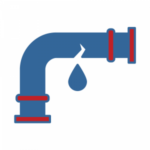 broken pipe with leaking water icon